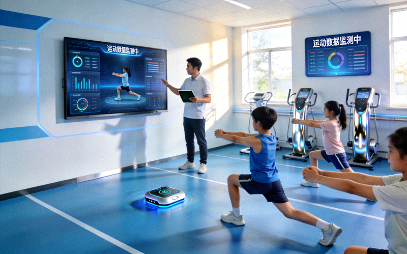 学校体育教育系统应用场景 - 学生在智能体育教室上课