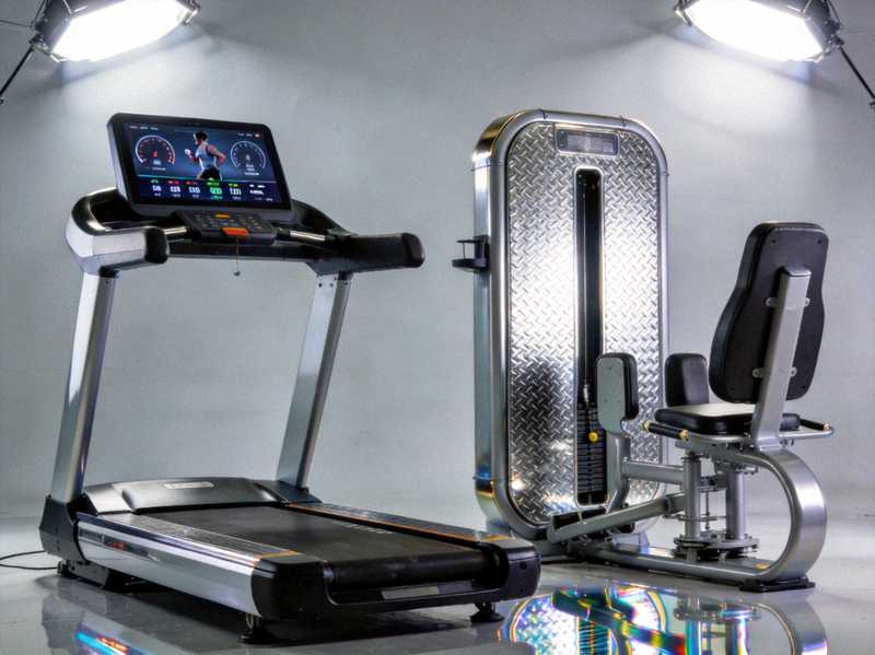 智能健身设备产品图 - 现代化智能跑步机与力量训练器械